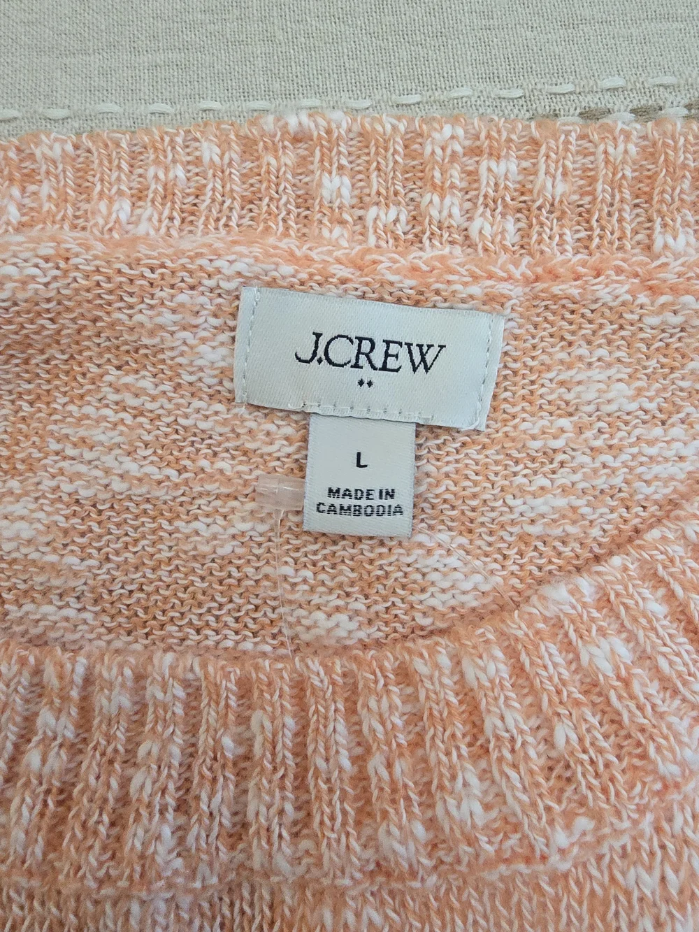 J. Crew Pink Marled Crewneck Sweater Women Size L
